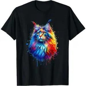 Colorful Splash Art Maine Coon Cat Maine Coons T-Shirt