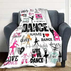 1pc Personalized Dance Name Text Home Blanket - Soft Comfortable - Best Dancer - Suitable All Seasons - Pink And Black DesignT75, Birthday Mother's Day Size
