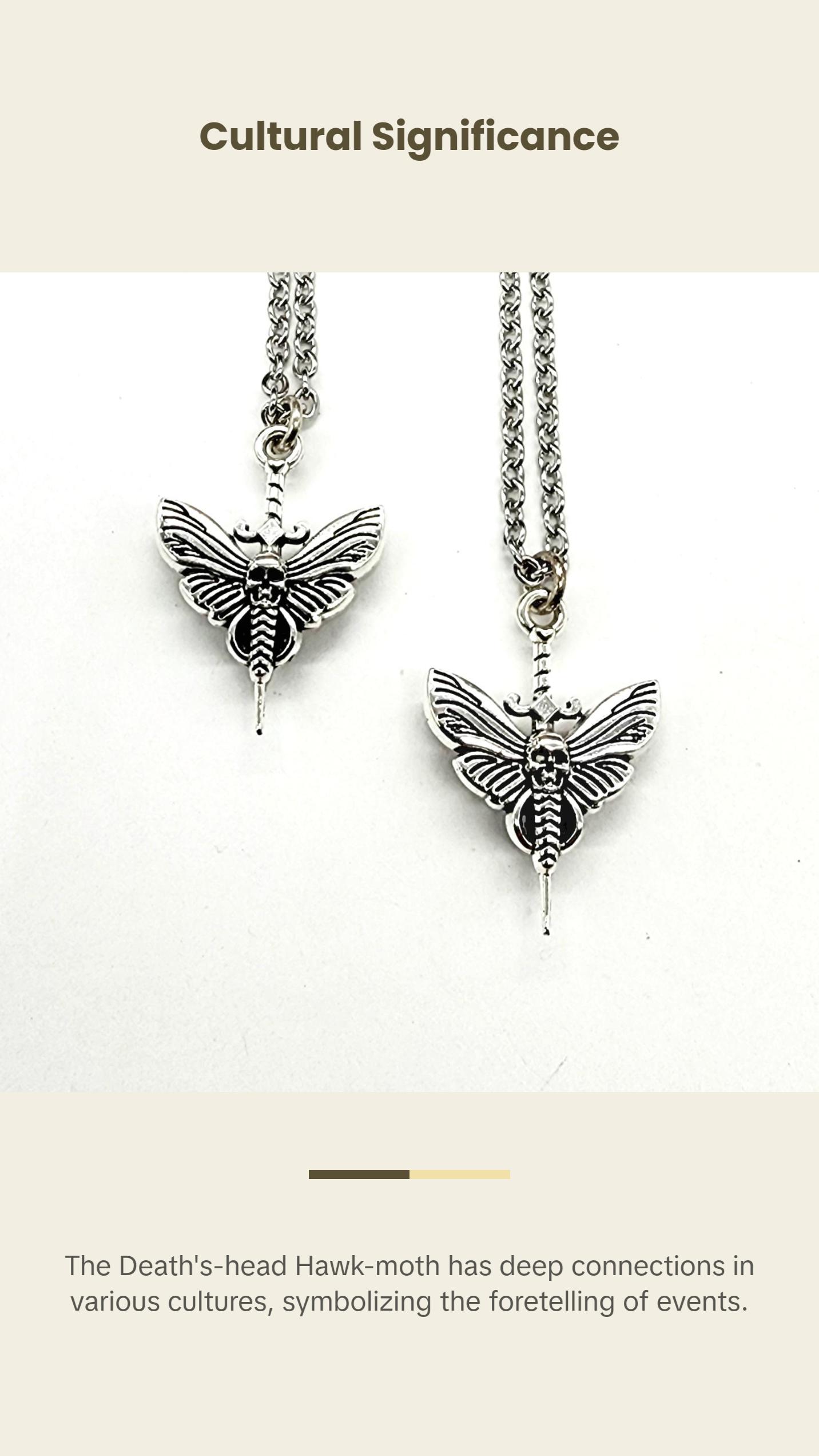 Death's Head Hawkmoth Dagger Necklace // Stainless Steel Chain