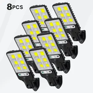 lead street light 8-Packs Led Solar Street Lights Outdoor, IP65 Waterproof Solar Security Flood Lights Outdoor Motion Sensor, Dusk to Dawn Solar LED Light Lamp with Remote Control for Garden,Yard,Parking Lot