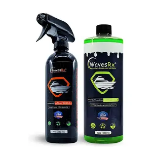 WavesRx Ceramic Sealant Spray Wax (AquaShield) + Salt Neutralizing Boat Wash (EpicWash) I Advanced Marine Wash Removes Salt & Contaminant + Ultra Slick Hydrophobic Surace Protection with Silicon Dioxi