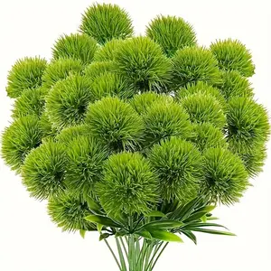 12/24-Piece Set of Green Dandelion Artificial Flowers — Perfect for Spring Home Decor: Made of Plastic, No Power Required, Suitable for Home and Wedding Use.