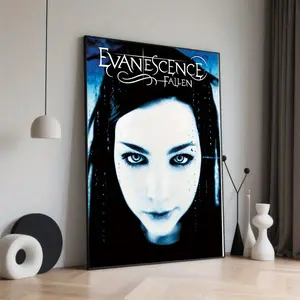 2D Frameless Canvas Painting, Evanescence 'Fallen' Frameless Canvas Wall Art - 30.48X 45.72cm Concert Poster, Holiday Christmas Decoration, Dark Blue and Black Album Artwork, Holiday Decoration| Music Poster| Fashion Layout