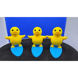 3D Printed Surfing Duck Figurine • Cruise Duck Hunt Collectible, Summer Beach Toy