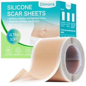 Dimora Medical-Grade Silicone Scar Sheets, Cuttable and Reusable Silicone Gel Scar Strips, Self-Adhesive Silicone Tape (1.6" × 60" Roll), Suitable for Post-Surgery Scar Care, C-Section Scars, Burn Scars, Anti-Wrinkle Care, and Reducing Skin Discoloration