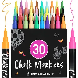 Extra Fine Tip Liquid Chalk Markers - Pastel & Neon Erasable Pens for Chalkboards, Windows, Bistro & More