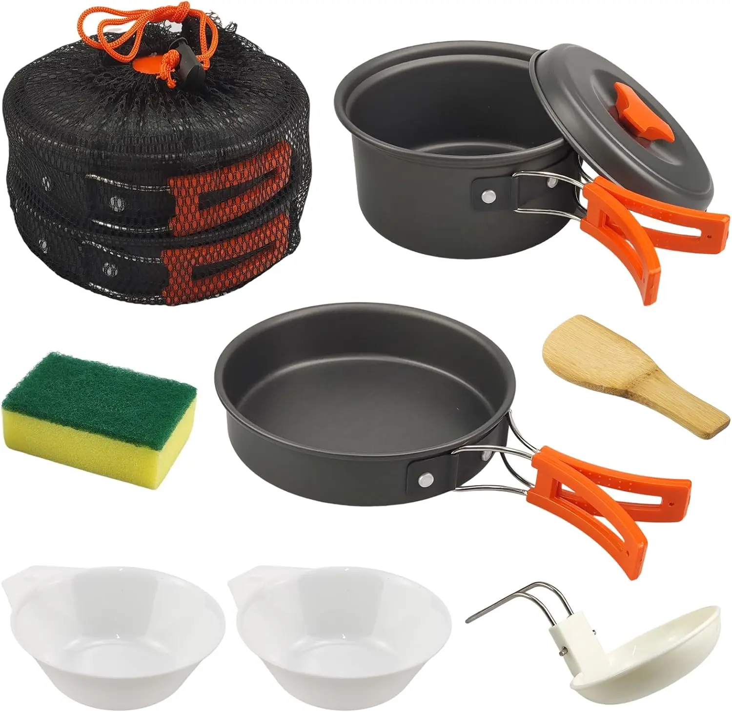 7Pcs Camping Pan Set - Backpack Cookware Pot and Pans Set, Survival Cooking Kit for Hiking, PicnicGift..