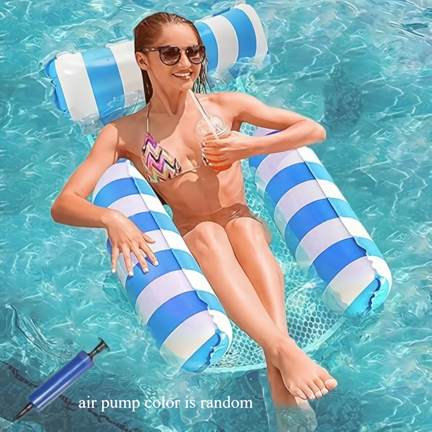 Inflatable Pool Hammock, Four-In-One Multi-Functional Adult Inflatable Float Bed, Mesh Chair with Multiple Tubes, Pool Float Chairs, Multi Purpose Inflatable, Pool Float Lounger, Summer Activities and Pool Parties