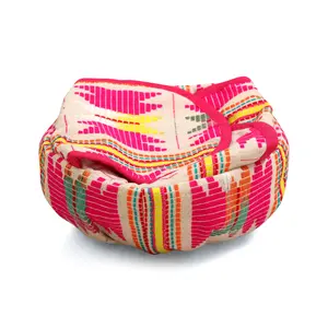 Pink star Tortilla/Bread Basket With Cane Basket - 9 Inch