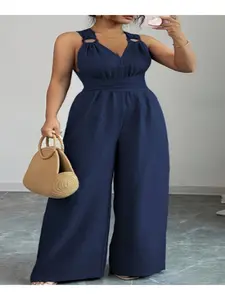 1 Piece V-Neck Tie-Waist Wide-Leg Jumpsuit | Women's Romper | Casual Summer Outfit | Women's Vacation Wear