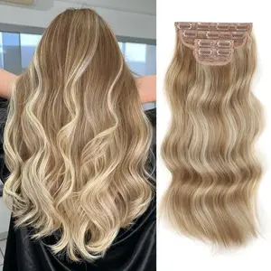 Vigorous Clip in Hair Extensions Long Wavy Synthetic Hairpieces,Natural & Soft Hair & Blends Well Hair Extensions,Easy to Wear for Women Girls Daily Use