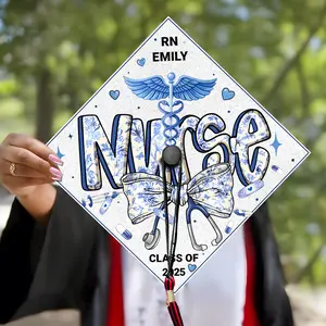 Personalized Nursing Graduation Cap, Custom Nursing Coquette Bow Grad Cap Topper To Celebrate Your Big Day, Class Of 2025