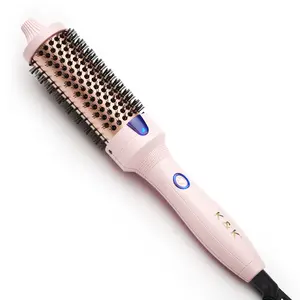 K&K 1.5 Inch Ceramic Tourmaline Ionic Curling Brush Volumizer - Hot Brush Creates Root Volume & Loose Curls, Volume Curls, Hair Styling Tool Heated Dual Voltage Thermal Brush