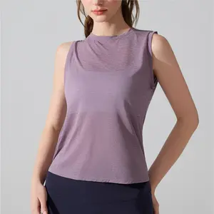 Spring and summer loose sleeveless blouse quick-drying breathable yoga clothes side pumping vest workout tops baggy gym fits oversized shirts