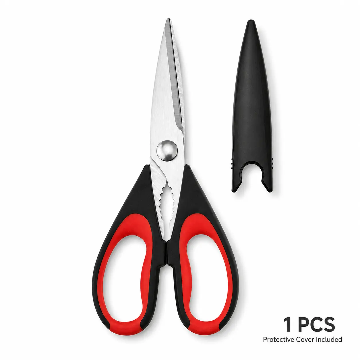 Heavy-Duty Food-Grade Stainless Steel Kitchen Scissors with Protect Cover, Ultra-Sharp Thick Cutting Tool for Chicken Bones, Home Meal Prep