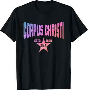 Camo Souvenir USA Star Corpus Christi Texas T-Shirt Graphic tees Casual Shortsleeve