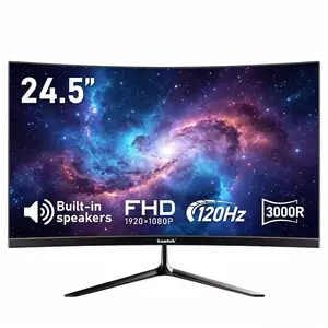 24.5 Inch 120Hz Curved Gaming Monitor, FHD 1080P, 3000R Curvature, Built-in Speakers, 98% sRGB, Low Blue Light, HDMI/VGA, 75x75mm VESA Wall Mountable