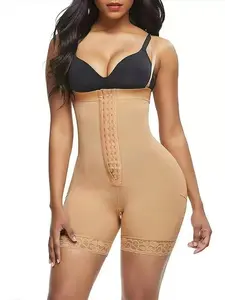 Women's High Waist Seamless Elastic Undergarment, Colombian Style Zipper Crotch Full Leg Stretch Daily Inner Faja