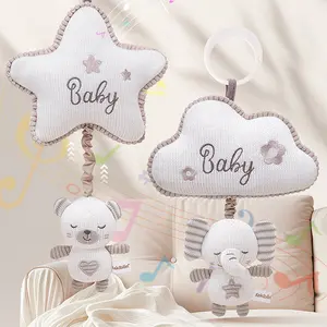 Baby Hanging Musical Toy with Music Box, Soft Plush Baby Rattle, Infant Crib Mobile Sensory Toy, Unisex Car Seat Stroller Clip, 0+ Months Gift