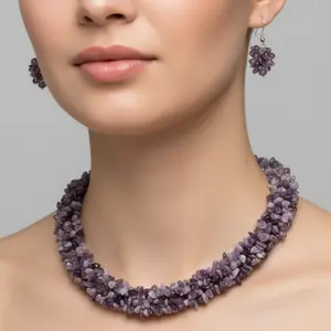 Amethyst Chip Bib Necklace Set | Natural Gemstone | Handcrafted