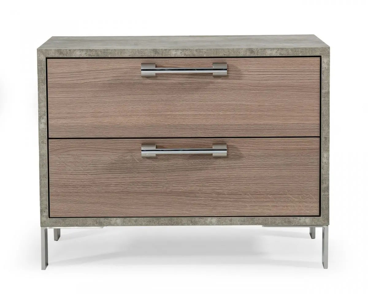 360 stand 20x26x18" 2-Drawer Nightstand Table - Brown Oak-Gray Finish, Full Assembly, Sturdy Base, Bedroom Side Table, Bedside Cabinet with Hidden Storage, Modern Wood Table
