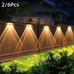 Solar Fence Wall Light, Outdoor Ip44 Commercial Fence Light, 11 Lighting Modes, Ideal for Garden, Villa, Staircase, Terrace, Pool Decor, Solar Lights