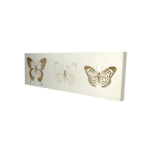 360 Stand 16x48 in. High-Def Vibrant Butterflies Sketch Wall Art Print, Brown Animal Nature Artistic Decorative Artwork, Bedroom Home Decor, Ideal Gift, Decoration