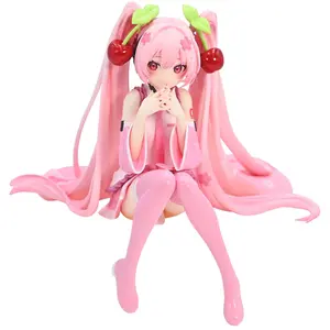 Hatsune Miku Anime figure Pink dress model action figures toys Cherry pink PVC cherry blossom decoration collect Model gifts