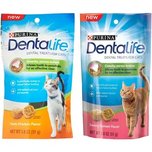 Purina Dentalife Dental Treats for Cats Bundle; Savory Salmon and Tasty Chicken