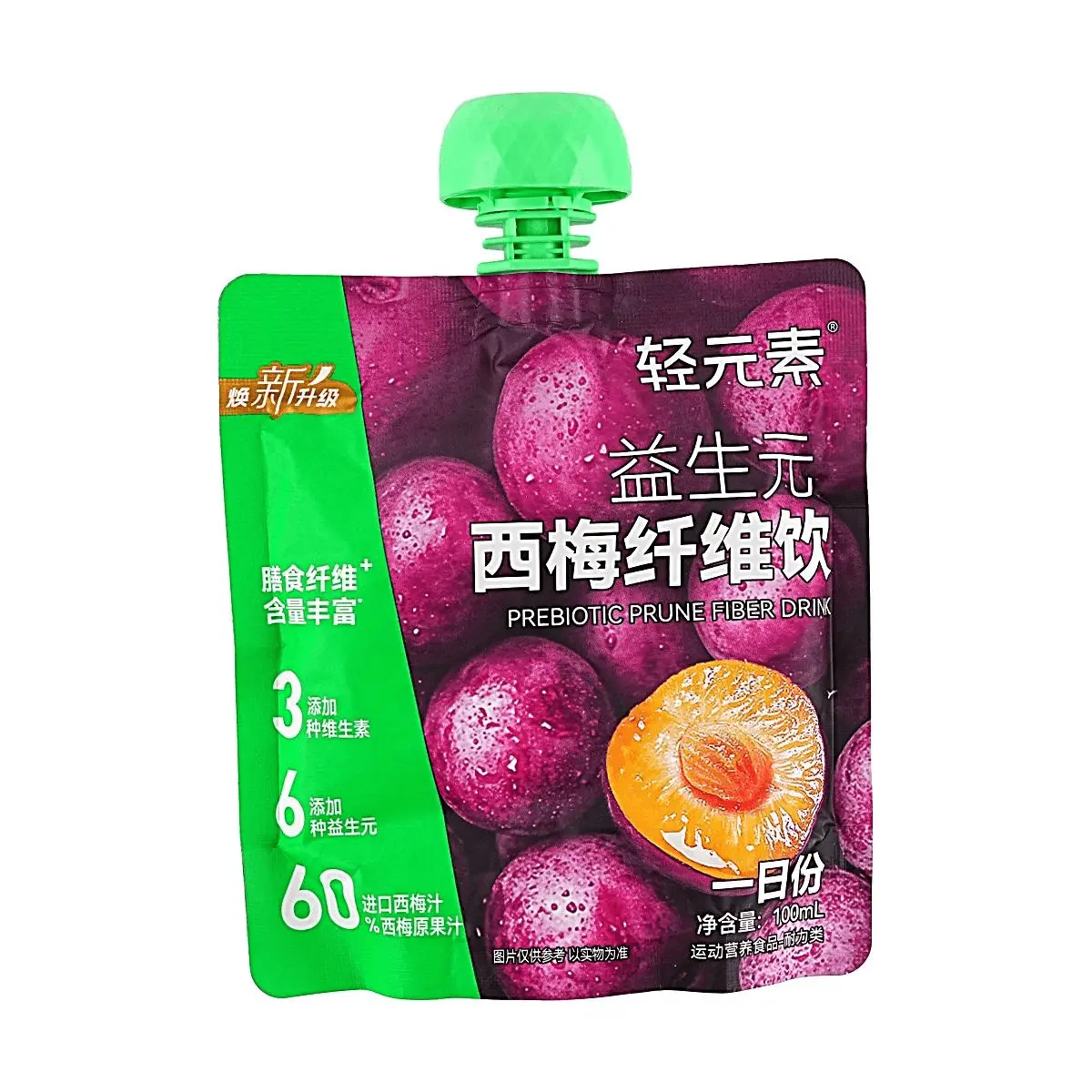 iNGREEN Prebiotic Plum Fiber Drink 100ml - Rich in Dietary Fiber, 3 Vitamins & 6 Probiotics for Gut Health