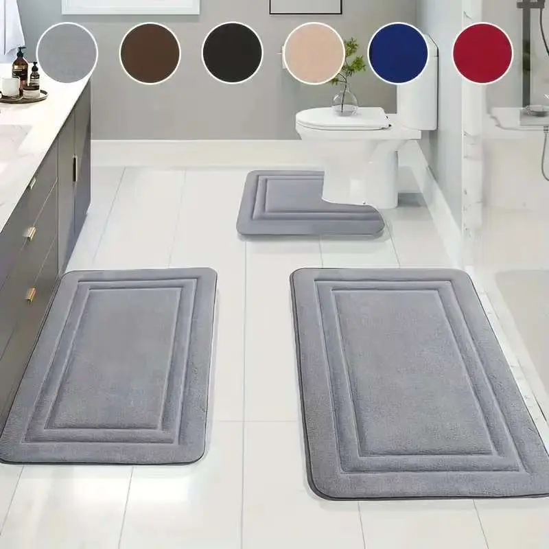 Hui-character Three-piece Bathroom Floor Mat Set