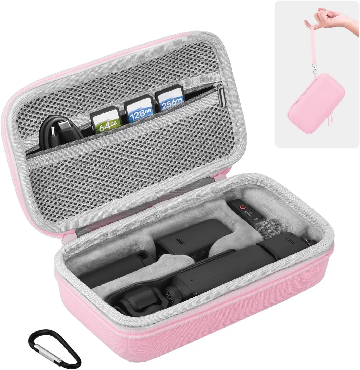 Osmo Pocket 3 Case, For Xtra Muse Portable Carrying Bag Protective Hard Storage Bag for DJI Osmo Pocket 3 Creator Combo/Xtra Muse Camera Accessories with Wrist and Carabiner (Pink)