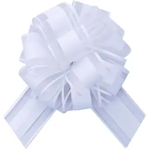 6 Pack 6 Inch White Pull Bows for Gift Wrapping, Christmas & Holiday Decor – Quick & Beautiful Ribbon for Christmas, Weddings, Birthdays & Baskets