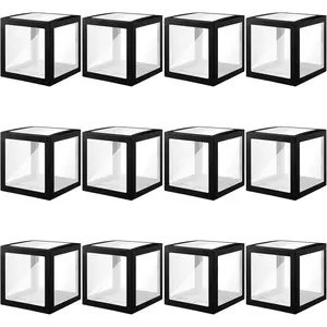 12 count Transparent Balloon Boxes Clear Balloon Boxes with 99 Letters for  Shower Gender Reveal Grad Birthday Party Bridal Wedding Anniversary Backdrop Decoration (Black)