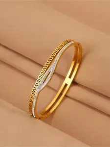 1 piece of light luxury classic patterned mud diamond lip bracelet, 304 stainless steel women's fashionable bracelet, Elegant Bangle, suitable for daily parties