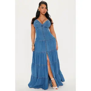 Serena Denim Maxi Dress - Medium Wash 6