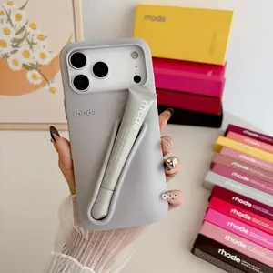 Rhode Inspired Lipstick Holder Phone Case for iPhone Pro Max | Trendy Makeup Phone Case for iPhone 11 12 13 14 15 16 17 Pro Max |Cute Glossy Protective Case for Girls