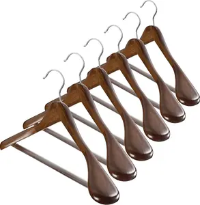 ZOBER 6 Pack High-Grade Wooden Suit Hangers for Men, Extra Wide Shoulder Hangers with Non Slip Pants Bar, Smooth Finish, 360 Swivel Hook, Jacket Hanger, Heavy Duty Wide Hanger for Closet