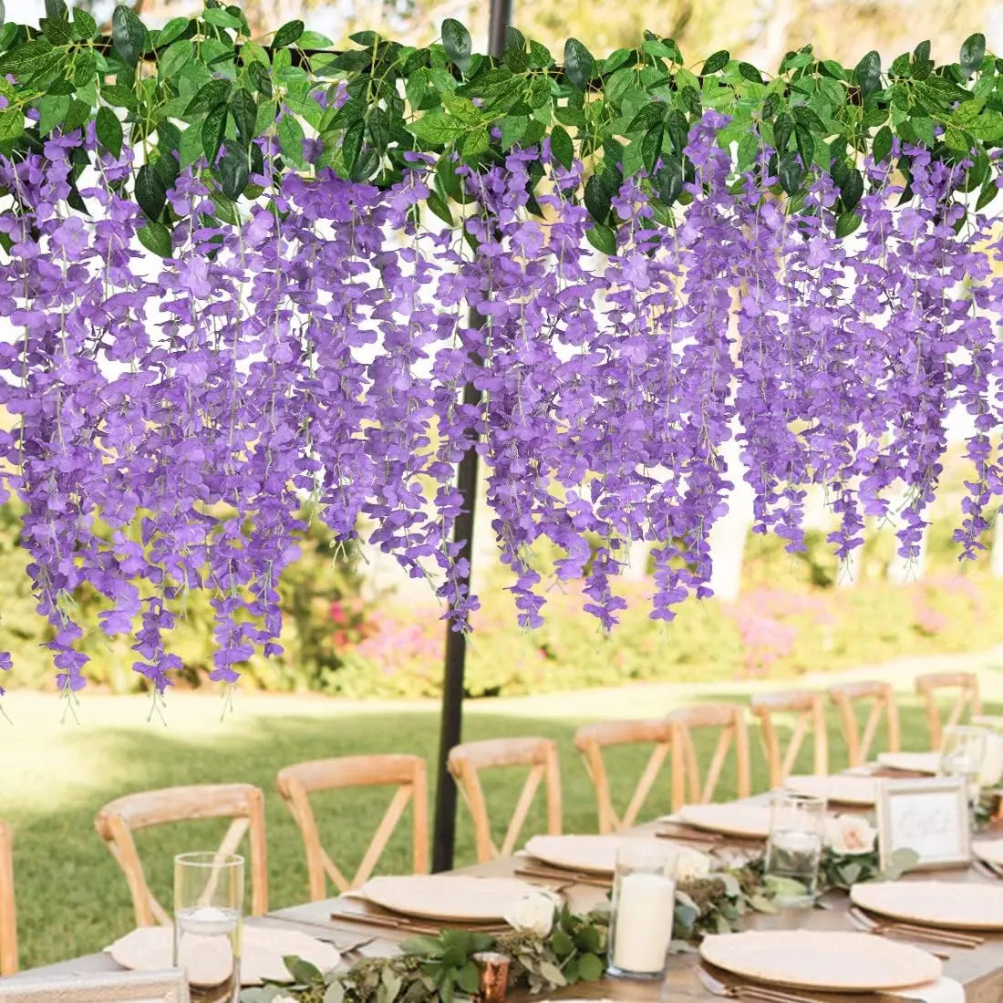 12 Pack Wisteria Hanging Flowers, 3.6 Feet/Pcs, Fake Wisteria Flowers Garland, Hanging Wisteria Vines for Bedroom Wedding Home Party Wall Decoration Artificial Fake Wisteria Vine Hanging Garland Silk Flowers String Home Party Wedding Decor