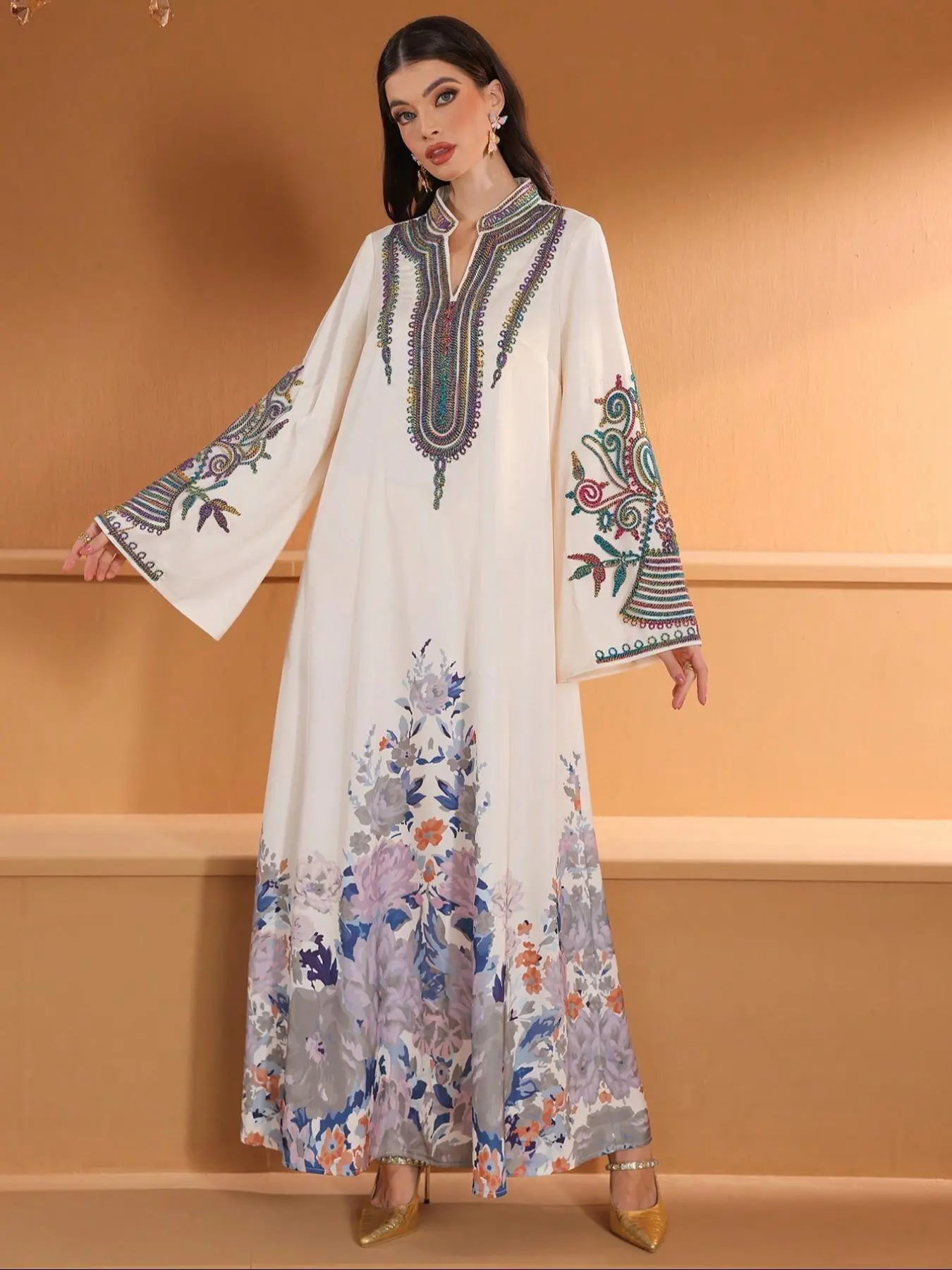islamic fashion long dress Islamic clothing Middle East Muslim women's Maxi dress color contrast –  PRINGBUD ISLAMIC CLOTHING main image 1