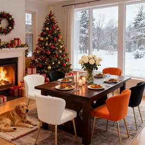 Mojay Velvet Dining Chairs with Metal Legs, Modern Upholstered Vanity Chairs & Dressing Table Stool  with Golden Metal Legs for Dining Room Kitchen Vanity Patio