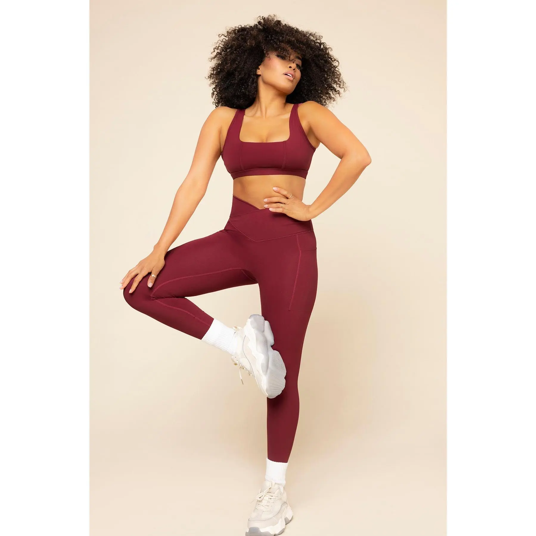 Crisscross Hourglass® Legging with Pockets - Crimson
