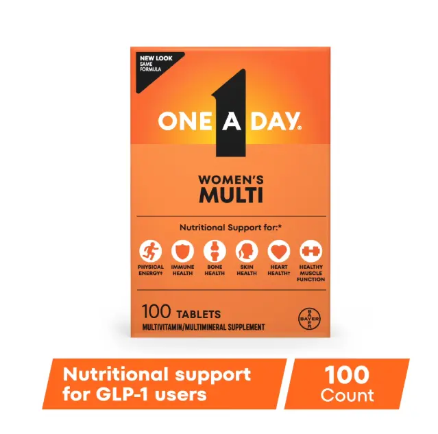 Women's 1 A Day Multivitamin Tablets - 100 Count, with Biotin, Vitamin C & Antioxidants, Daily Nutrition Supplement for Skin Health Support