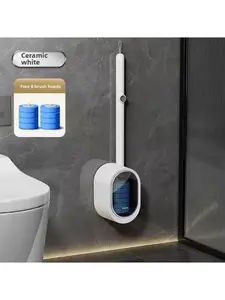 Toilet Brush Set, 1 Set Toilet Cleaning Brush with Holder & Refill Heads, Bathroom Cleaning Tool, Household Cleaning Supplies, Home Decor cleaners long-lasting deodorization