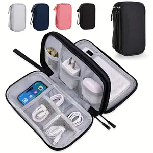 Travel Cable Organizer Pouch Electronic Accessories Carry Case Portable Waterproof Double Layers All-in-One Storage Bag for Cord,Charger,Phone Earphone