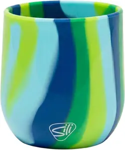 Silipint 12Oz Stemless Silicone Wine Glass - Pack of 1 Bpa-Free Shatterproof Non-Toxic Dishwasher Safe Unbreakable Wine Glass - Perfect for Outdoor Picnics Camping Home Use (Sea Swirl) Pack of 1