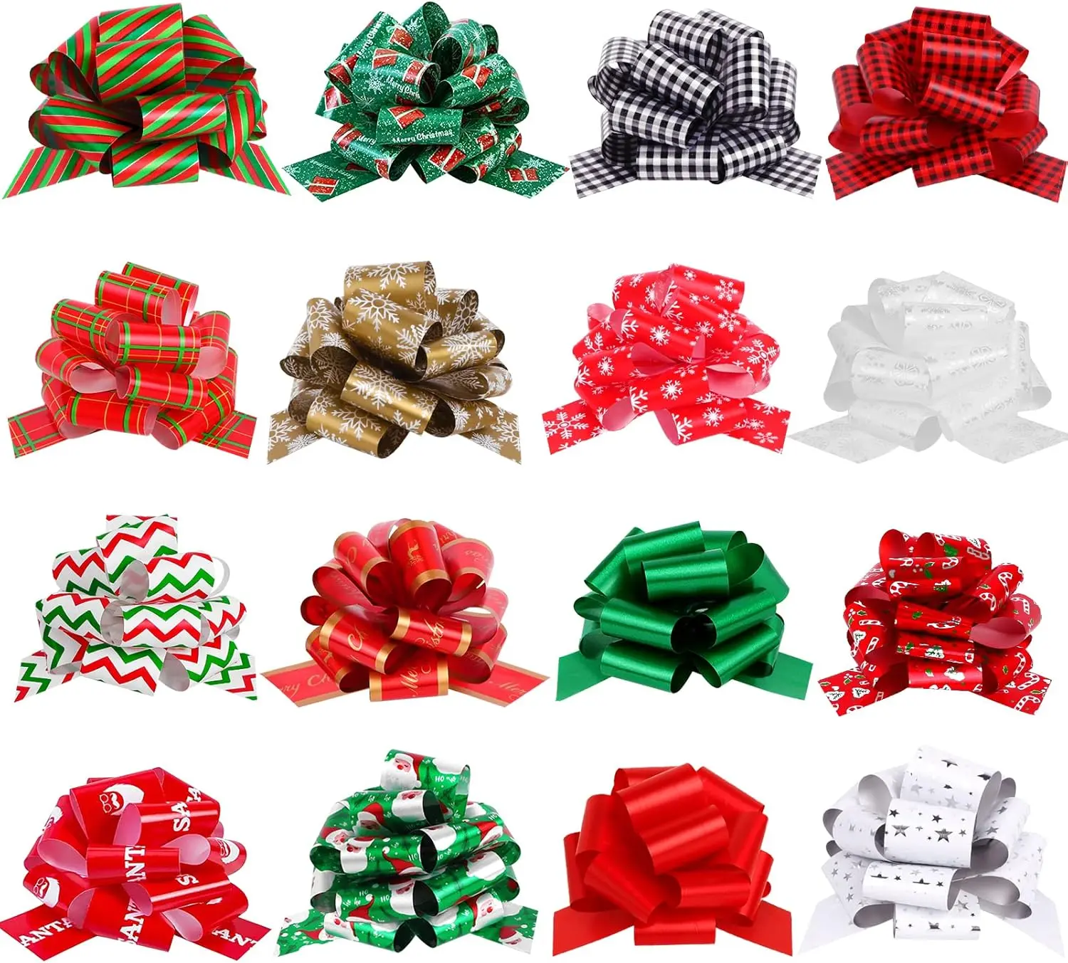 16-Count Christmas Style Large Ribbon Pull Bows, 42.5-Inch Office & Holiday Wrapping Supplies with Elk Design for Gift Boxes, Bouquets & Bottles, Gift Box