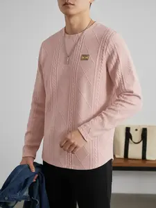 Men's Casual Long Sleeve Fitted Knit Pullover Sweatshirt T-Shirt, Comfortable and Stylish, Perfect for Daily Wear, Available in Various Sizes