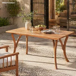 Christopher Knight Home® 59-Inch Rectangular Solid Teak-Finish Wood Outdoor Dining Table, Weather Resistant, Wooden Patio Furniture, Weather Resistant Table, Wooden Outdoor Table