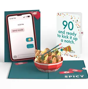 Send Noods Spicy Birthday Pop-Up Card and 90th Kick It Up Sentiment Set